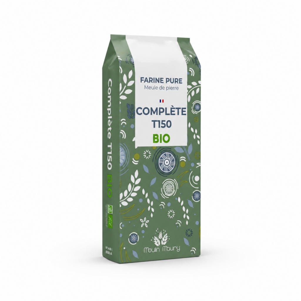 Farine complète T150 bio, blés bio d'Occitane écrasés sur meule de pierre