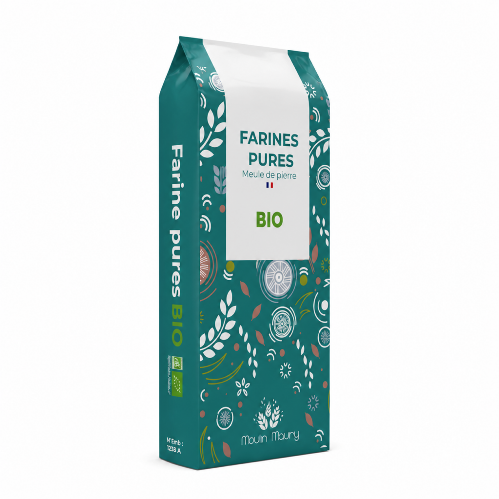 Farine de blés bio écrasées sur meule de pierre