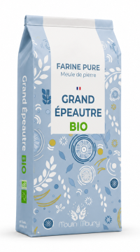 Grand Epeautre bise Bio, blés bio d'Occitane, écrasées sur meule de pierre